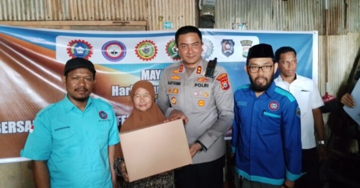Jelang May Day 2025, Polres Gowa Bersama DPC KSPSI Gelar Bakti Sosial