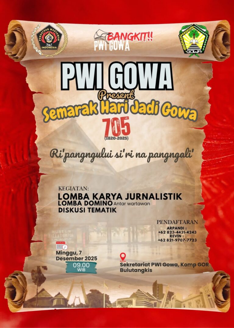 PWI Gowa Gelar Semarak Hari Jadi Gowa ke-705, Hadirkan Lomba Jurnalistik hingga Diskusi Tematik