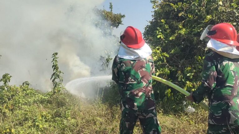 Respon Cepat Laporan Warga, Kodim 1409/Gowa Bersama Damkar Padamkan Kebakaran Lahan di Bontoala
