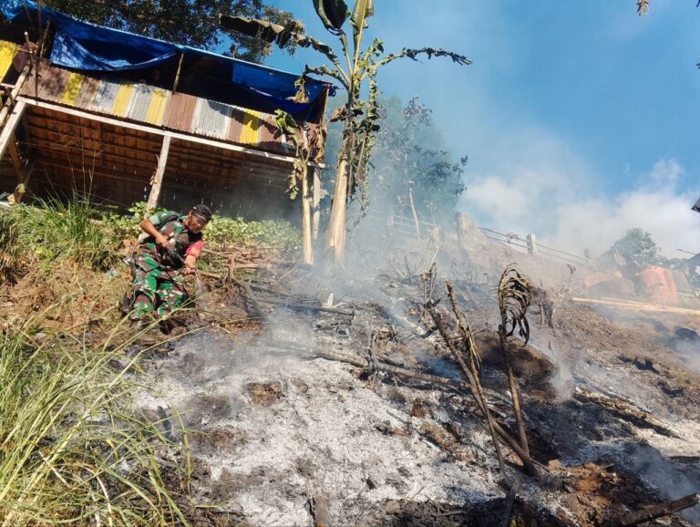 Aparat dan Warga Padamkan Kebakaran Lahan di Malino Gowa